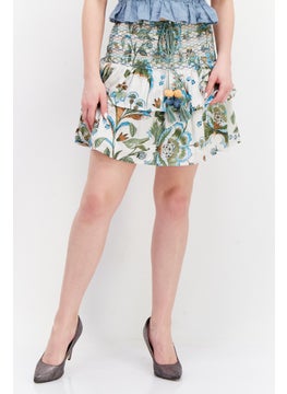 Buy Women Floral Printed Mini Skirt, White Combo in UAE