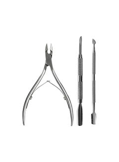 Buy Stainless Steel Cuticle Nipper Clipper Nail Tool - Set of 3 Pieces in UAE
