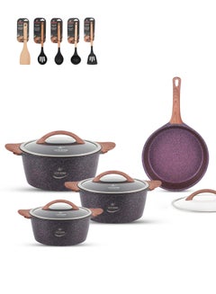 15Pcs Pink Ceramic Nonstick Cookware Set Home Kitchen Pots & Pans, Lids  Utensils