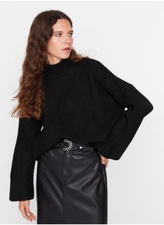 Buy Black Soft Textured Basic Knitwear Sweater TWOAW22KZ0474 in Egypt