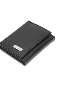 اشتري Inahom Tri-Fold Organised Wallet Flat Nappa Genuine and Smooth Leather Upper IM2021XDA0005-001-Black في الامارات