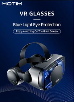 Buy 3D VR Glasses Goggles Universal Cinema Blue light Virtual Reality Headset 120 ° Large Viewing Angle for 5-7' Smartphone in UAE