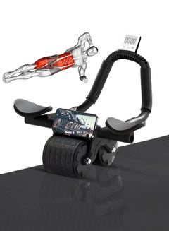 Buy Ab Abdominal Exercise Roller Elbow Support Automatic Rebound Abdominal Wheel with Knee Pad and Timer, Abs Roller Wheel Core Workout Strength Trainin Equipment for Beginners Home Gym in Saudi Arabia