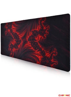 Buy Large Gaming Mouse Pad with Superior Micro Weave Cloth Extended Desk Mousepad with Stitched Edges Non-Slip Base Water Resist Keyboard Pad For Gamer And Office Home Red Black in UAE