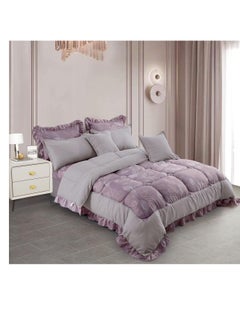 Buy Super King 8 Pieces Comforter set Ruffle Bedding Set, Cotton and Polyester Quality Dorm, Duvet( 240*260cm) in UAE