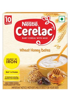 Buy Nestle CERELAC Baby Cereal with Milk, Wheat Honey Dates – From 10 Months, 300g BIB Pack in UAE