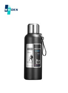 Buy High Quality Stainless Steel Thermos Bottle, Cold and Hot, Free of BPA-1000 Milliliters (Black) in Saudi Arabia