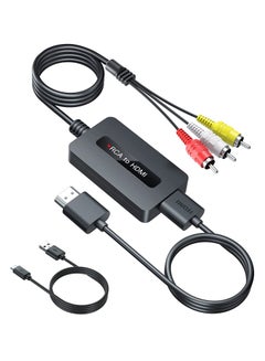 اشتري Male RCA to HDMI Cable Converter with HDMI and RCA Cables, CVBS Composite AV to HDMI Converter, RCA in HDMI Out Adapter, Full HD 720P/ 1080P Output Switch for DVD, STB, Roku with Female RCA Output في الامارات