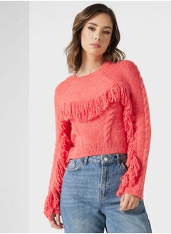 Buy Fringe Detail Knitted Sweater in UAE