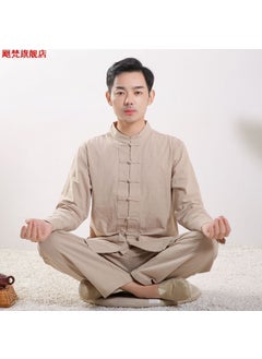 اشتري Unisex Cotton Linen Zen Meditation Suit Khaki long sleeves// 90% off treatments في السعودية