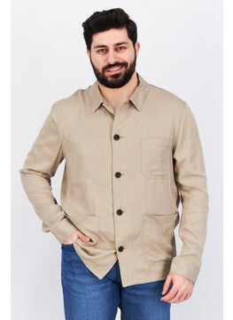 Buy Men Regular Fit Solid Long Sleeve Casual Shirt, Tan in UAE