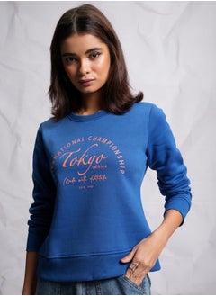 Buy Printed Round Neck Regular Fit Sweatshirt in Saudi Arabia