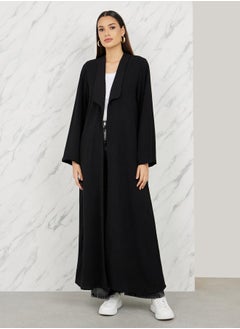 اشتري Textured Collared Open Front Casual Abaya في السعودية