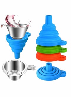 اشتري Silicone Funnel 3 Pack 3D Printer Accessories Include Collapsible Funnels and Stainless Steel Resin Filter Cups for Pouring Back into Bottle, Easy to Clean Organize في الامارات