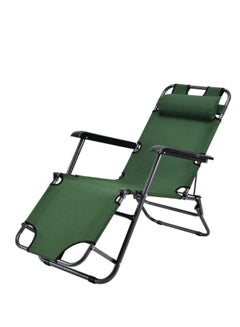 اشتري كرسي تخييم قابل للطي بدون جاذبية مع مسند للرأس/كرسي رحلة/ كرسي الشاطئ كرسي استرخاء للشمس / سرير تخييم - أخضر في الامارات