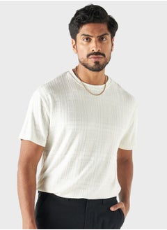 Buy Textured Crew Neck T-Shirt in Saudi Arabia