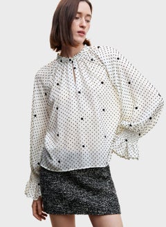 Buy Embroidered Polka Dot Top in UAE