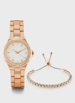 Buy Rhinestone Dial Watch & Bracelet Gift Set in UAE