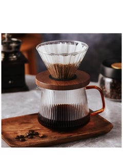 اشتري 3-piece Heat-resistant Glass V60 Inverted Lid Coffee Machine Hand Brewed Coffee Sharing Pot With Coffee Paper Filter 500ML في الامارات