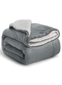 Buy Sherpa Blanket Single Size Twin Plush Throw Bed Blanket Flannel Fleece Reversible Lamb Blanket Warm and Plush Travel Blanket Grey 160x220 cm in UAE