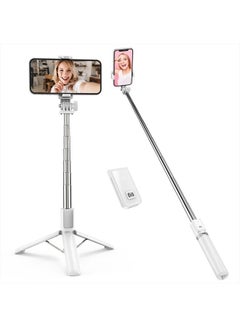 Buy 40" Selfie Stick Tripod, Extendable Bluetooth Selfie Stick with Wireless Remote for iPhone 13/12/12 Pro/11/11 Pro/XS/XR/X/8/7 Plus, Samsung, Google, LG, Sony, Huawei Smartphones, White in UAE