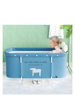 Buy Portable Adult Folding Bathtub Household Independent Thick Plastic Non Inflatable Bathtub Sauna Steam Bath Bucket (Send A Small Manual Inflatable Bucket) in Saudi Arabia