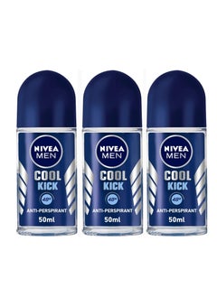 اشتري Pack Of 3 Nivea Roll On Men 50ml Cool Kick في السعودية