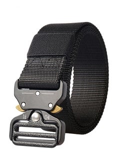 Buy Traing Tactical Belt Military Style Girdle Utility for Men Waistband Nylon Webbing Band with V-Ring Heavy-Duty Quick-Release Zinc Alloy Buckle Elastic Ring Allergy Free - Black in UAE