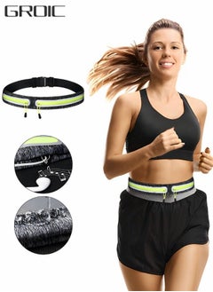 Buy Sports Running Belt Outdoor Dual Pouch Sweat-proof Reflective Slim Waist Pack Fitness Workout Belt Pack Waistband for Fitness Jogging Workout Gym Sports Travel Exercise in UAE