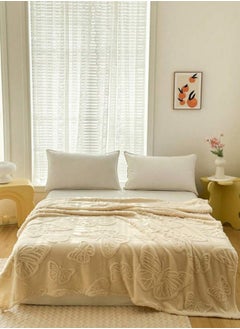 Buy 3D Imitation Butterfly Fleece Soft Blanket, Ivory color. in UAE