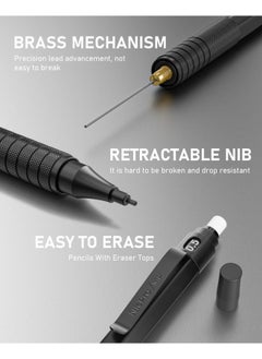 اشتري Nicpro 0.5 mm Mechanical Pencils Set with Case, 3 Metal Artist Pencil With 360PCS HB Lead Refills, 3 Erasers,9 Eraser Refills For Architect Art Writing Drafting, Drawing, Engineering, Sketching, Black في الامارات