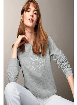 Buy Women Crew Neck Heather Sweatshirt, Grey in UAE