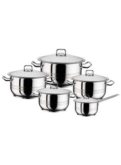 Buy Hascevher Gastro Stainless Steel Cooking Pot 10pc Set With Lid in UAE