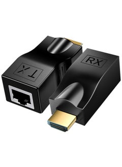 اشتري HDMI Extender Adapter Over Cat5e/6 (1pair), HDMI Repeater to RJ45 Ethernet Network Converter, 4k HD 1080p UP to 30m/98ft, for HDTV, Set-top Boxes, DVD, PS4, STB, Black في السعودية