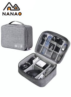 Buy Electronic Organizer Bag Travel Cable Accessories Double Layer Large Waterproof Storage Case for Adapter, Chargers, Power Bank, Mouse,iPad, Phone, Kindle, SD Card, Wires, Cords, Drive, Grey in Saudi Arabia