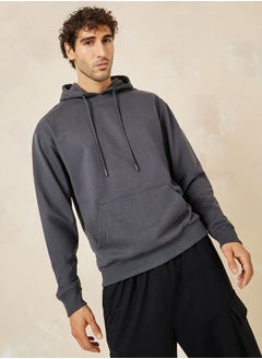 Buy Relaxed Fit Fleece Hoodie with Kangaroo Pocket in Saudi Arabia