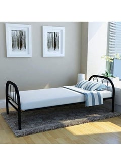 Buy Karnak Single Metal Steel Bed Dimension 90x190 Centimeters  (Black) in UAE