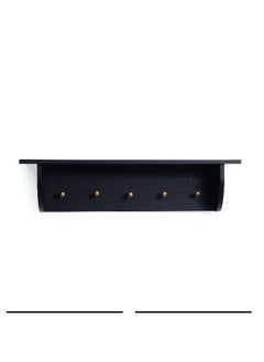 Buy Reeves Wooden Wall Shelf With 4 Hooks 80X18X20Cm- Black in UAE