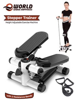 اشتري Height-Adjustable Stepper Trainer Supporting Up to 200kg Weight, Complete Workout Solution Featuring Resistance Bands, LCD Monitor & Anti-Slip Foot Pedal, Targeting Arms, Waist, Abs, Legs & Buttocks في الامارات