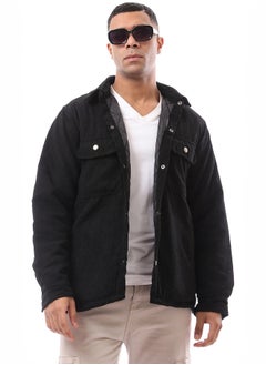 Buy Classic Collar Black Corduroy Winter Jacket in Egypt