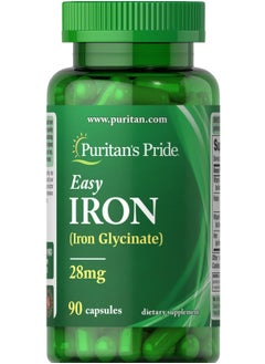 اشتري Puritan's Pride Easy Iron 28 mg (Iron Glycinate) 90's في الامارات