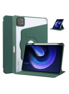 اشتري Transparent Hard Shell Back Trifold Smart Cover Protective Slim Case for Xiaomi Mi Pad 6 /Pad 6 Pro Green في الامارات