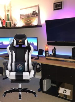 Buy Game Chair Gaming Computer Chair with Footrest and Lumbar Support Ergonomic Office Chair PC Gaming Chair Desk Chair Executive PU Leather Computer Chair for Gaming Live Streaming Room in Saudi Arabia