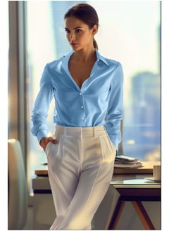 Buy Blue Oversize/Wide Fit Satin Woven Shirt TWOAW24GO00211 in Egypt