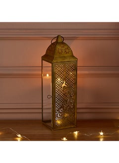 Buy Flicker Peacock Cutwork Metal Lantern 10.5 x 35 x 10.5 cm in UAE