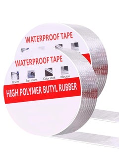 اشتري Butyl Waterproof Fireproof Tape, 2 Rolls 2" X 16.4'L - Plumbers Tape and Aluminum Tape for RV Repair, Boat, Pipe Sealing, Window, Roof Leak Repair, PVC Ducts, Cement Floors في السعودية