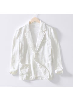 Buy L988 Casual Cotton Linen Blazer for Men White in UAE