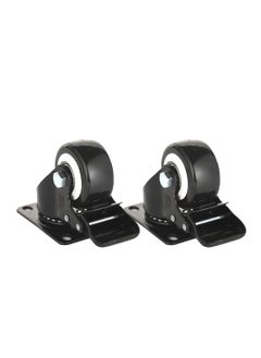 اشتري 2-Piece 1.5inch Black PVC White Rim Caster - Swivel with Brake - Plate في السعودية