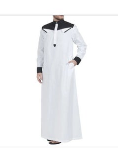 اشتري New Loose Standing Neck Contrast Long Sleeve One Piece Robe في السعودية