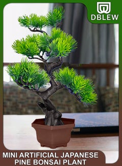 Buy Small Artificial Japanese Pine Bonsai Tree Potted Mini Plastic Fake Green Leaves Plants for Home Indoor Outdoor Interior Decoration Desktop Display Living Room Office Garden in UAE